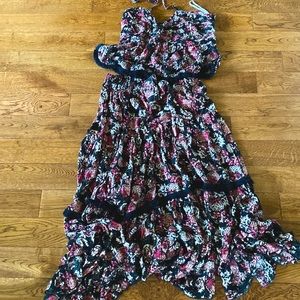 Free People New Kahlo Printed Halter Top & Maxi Skirt Set Smocked Lace S
